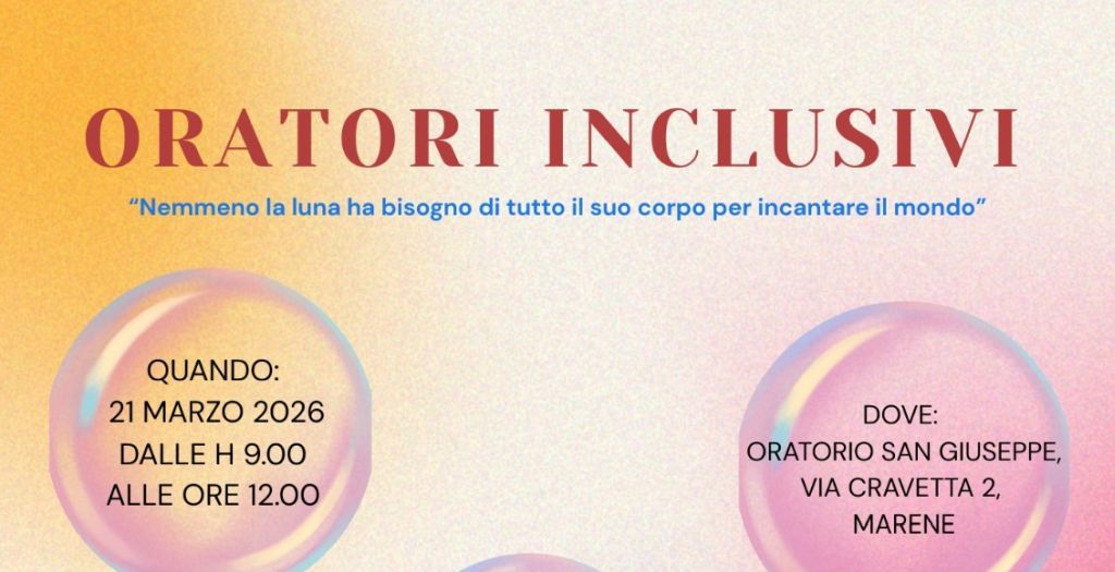 Oratori e disabilità, a Marene sabato 21 marzo incontro per gli educatori